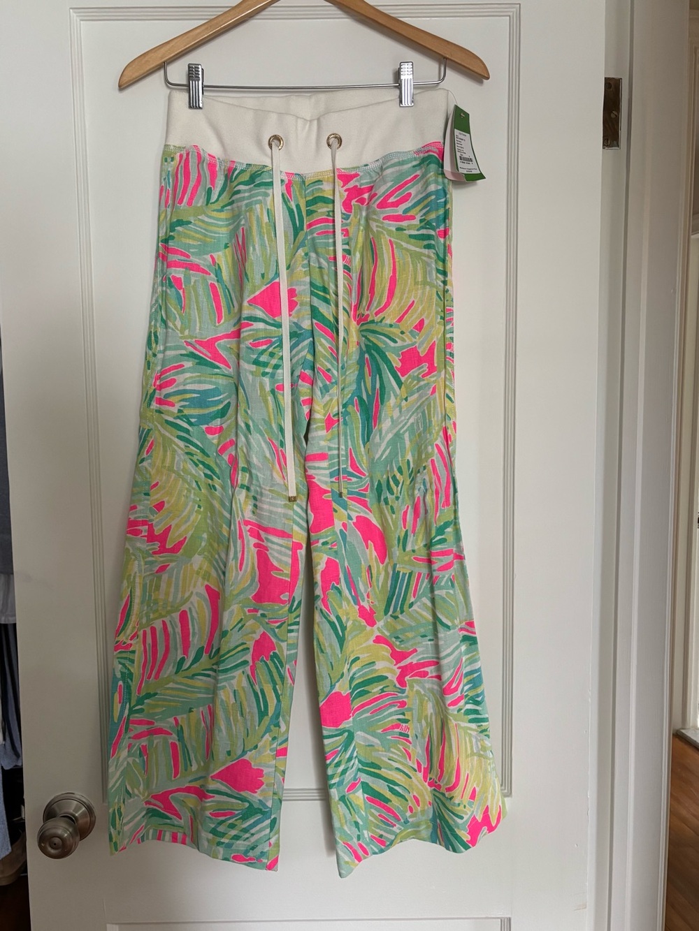 Lilly Pulitzer Wide-Leg Lounge Pants in Pink & Green